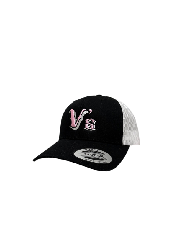 Baseball Logo Cap Black White & Pink