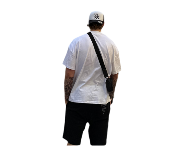 White & Black box Logo Oversized Tee