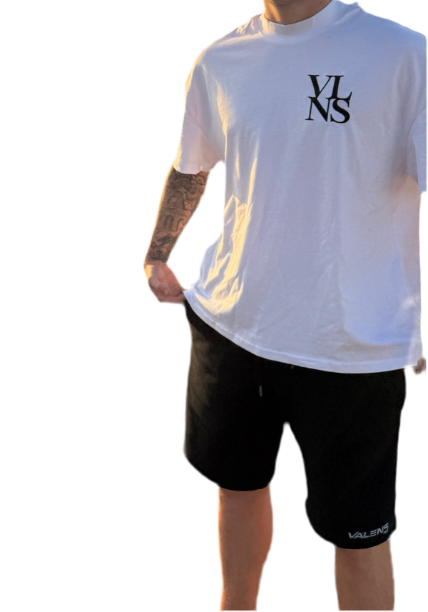 White & Black box Logo Oversized Tee