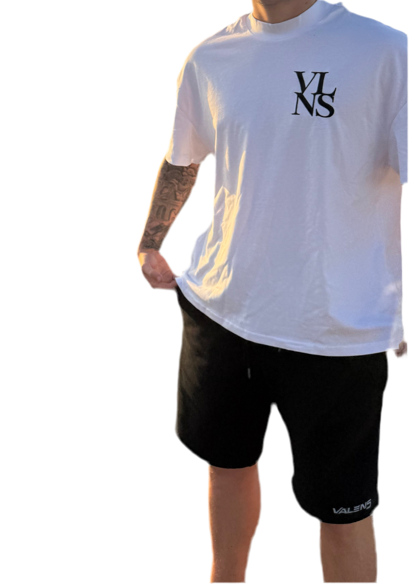 White & Black box Logo Oversized Tee