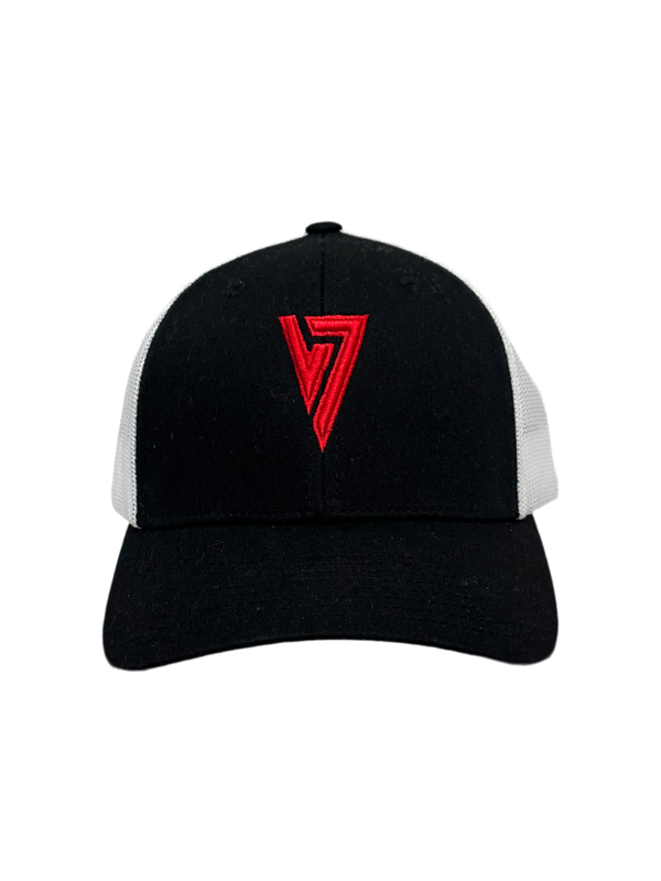 Black & White Red Solid Logo Cap