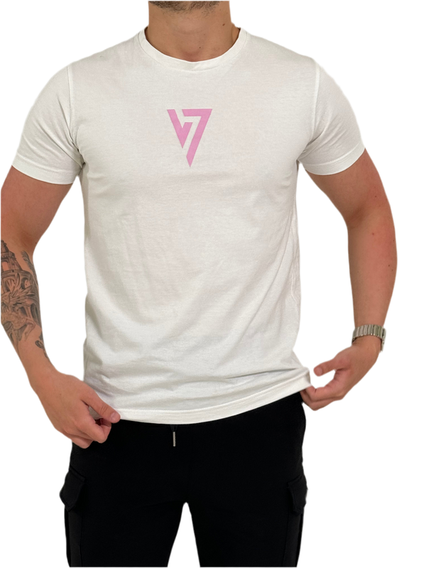White & Pink Signature Tee