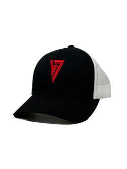 Black & White Red Solid Logo Cap