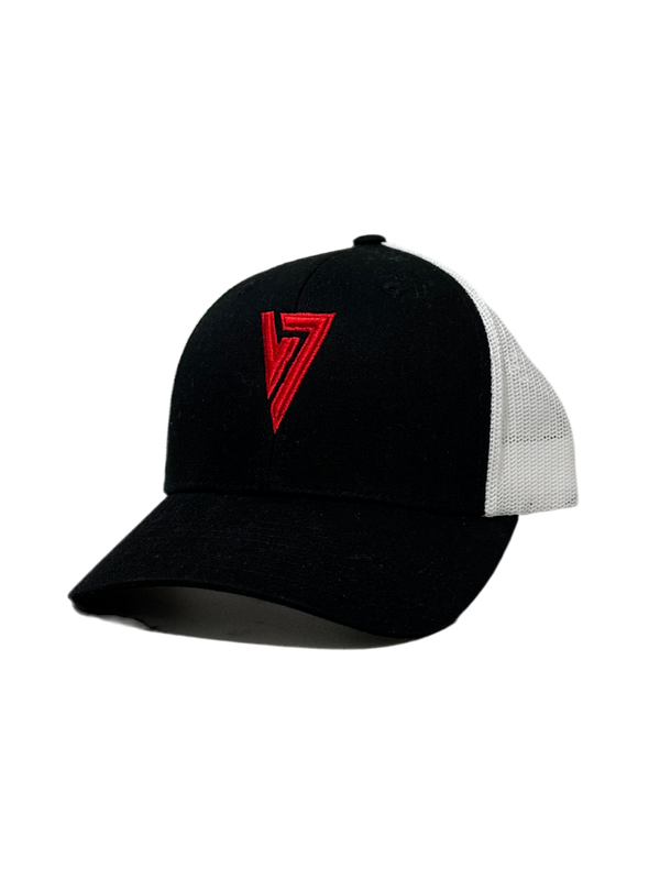 Black & White Red Solid Logo Cap